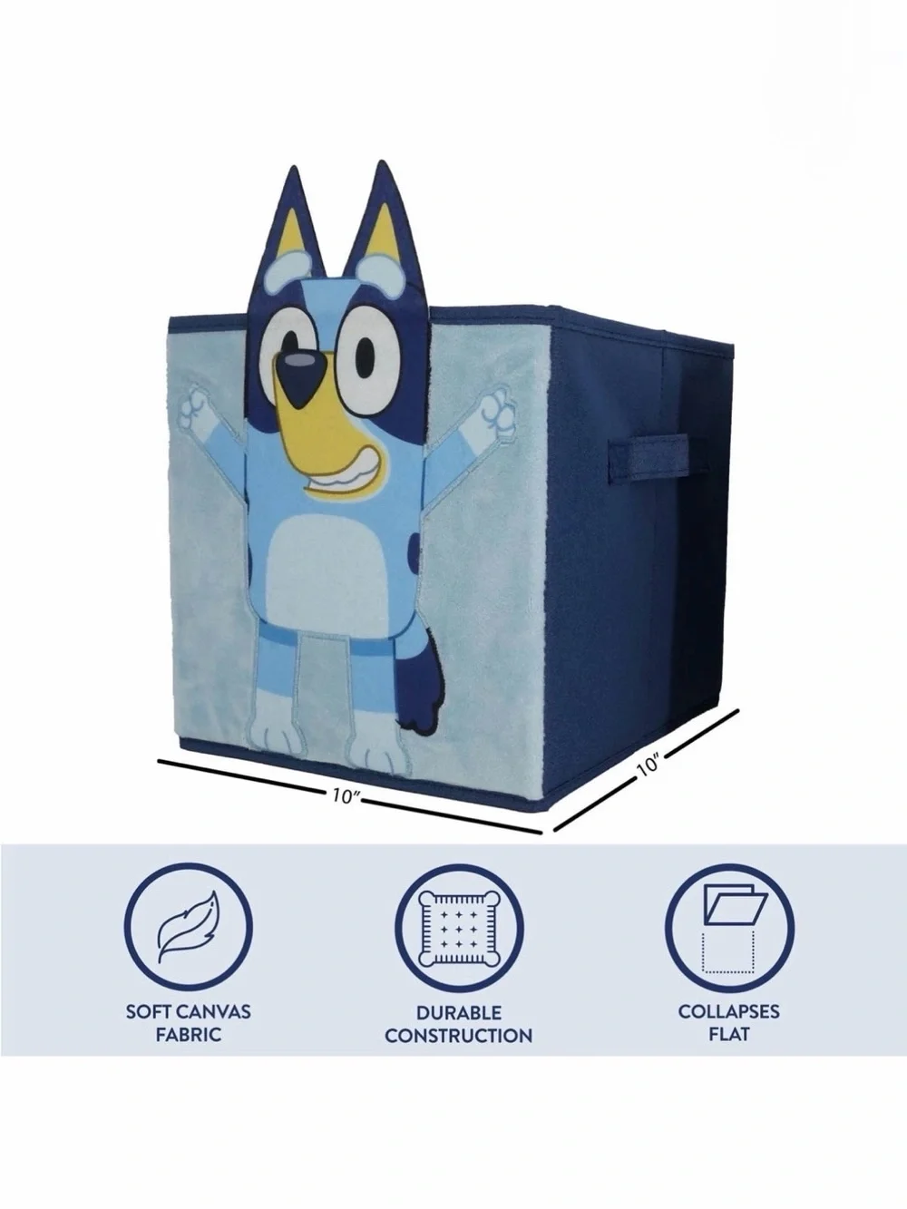 2 Pack Bluey Kids Collapsible Storage Bin Set - 10” x 10”